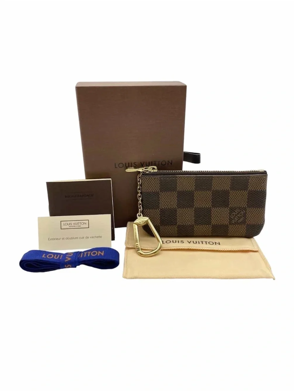 Authentic LOUIS VUITTON Damier Ebene Key Cles Pouch Wallet